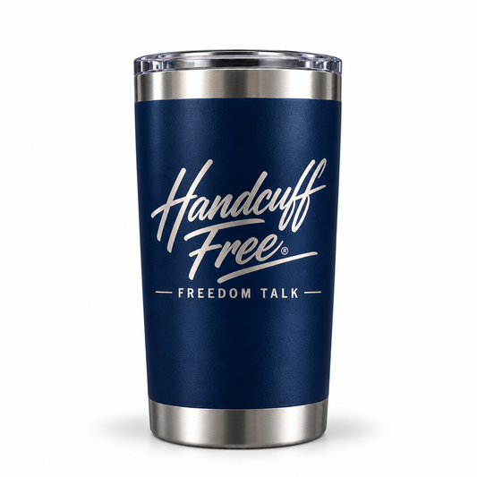 Handcuff Free® | Freedom Talk 20 oz Tumbler – Navy